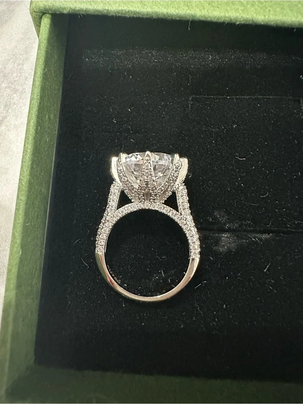 Round Solitaire Crystal Ring in Silver - Best Wishes